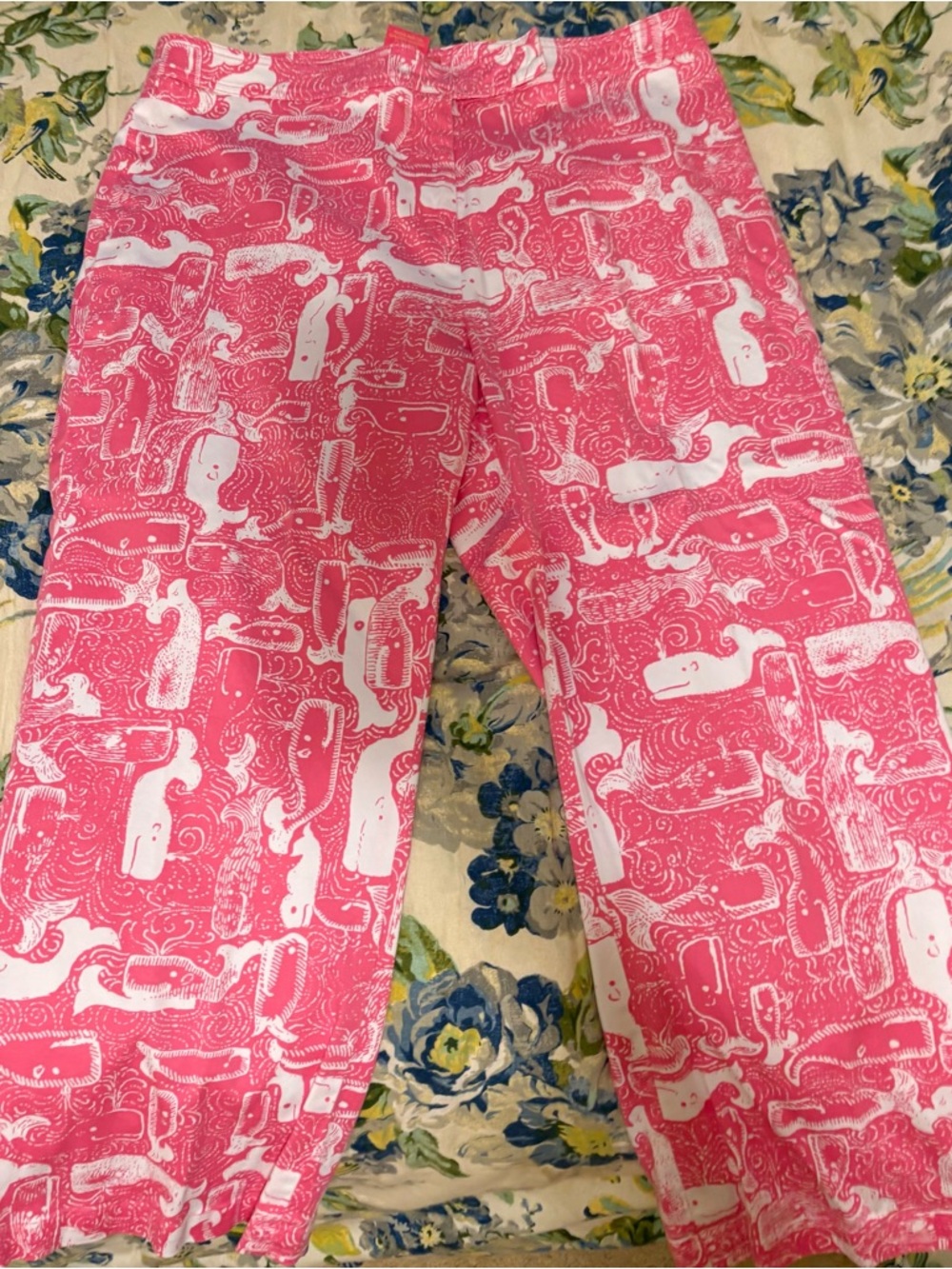 Women’s Pink Whale Print Cropped Pants